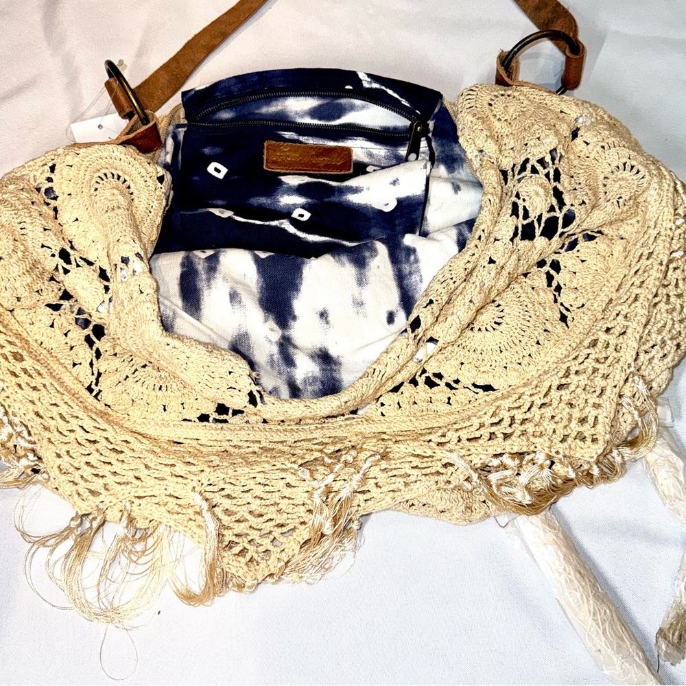 Free People Crochet Fringe Bag in Cream - Picture 2 of 5